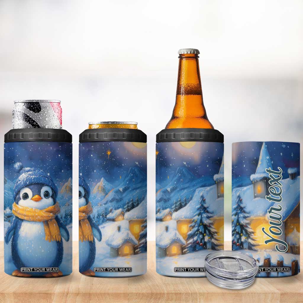 Personalized Cold Penguin 4 in 1 Can Cooler Tumbler with Winter Expression Design TS04 Print Your Wear