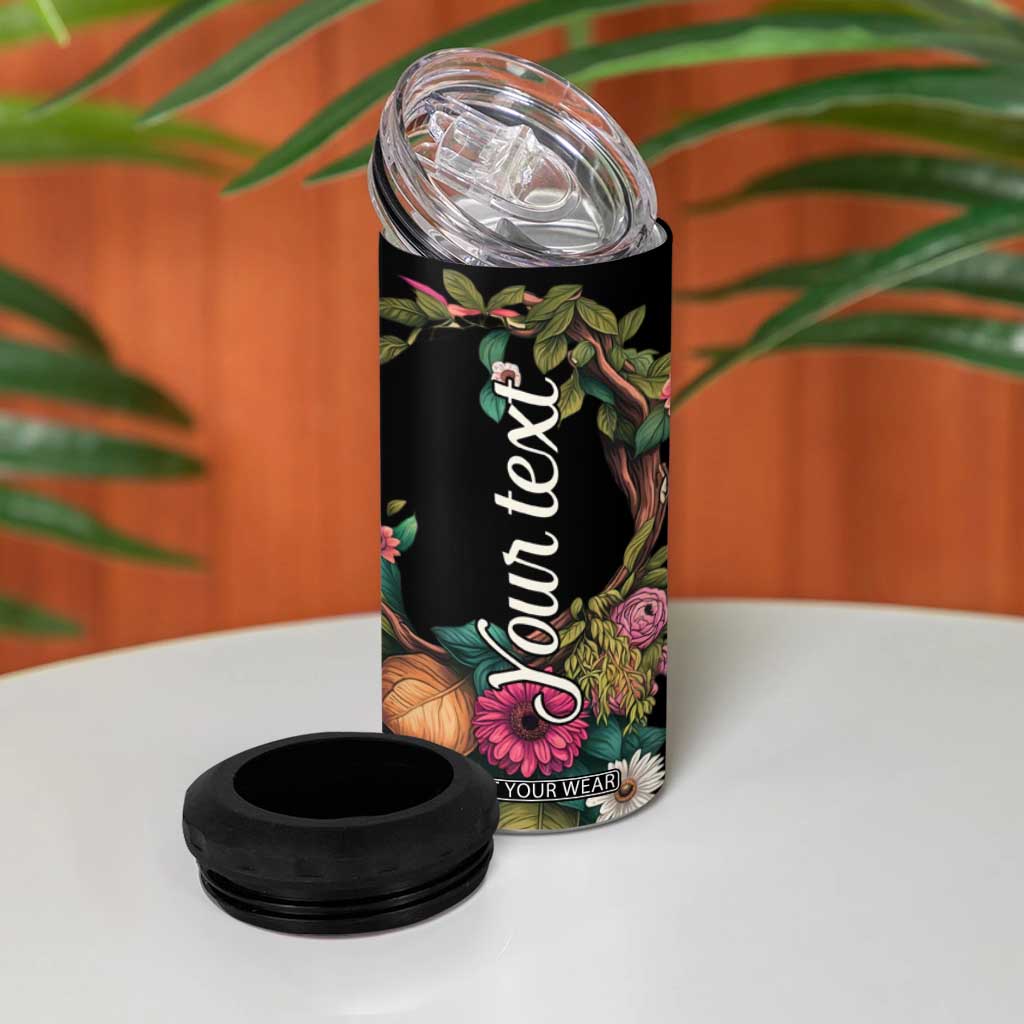 Personalized Colorful Floral Sloth 4 in 1 Can Cooler Tumbler with Artistic Design TS04 Print Your Wear
