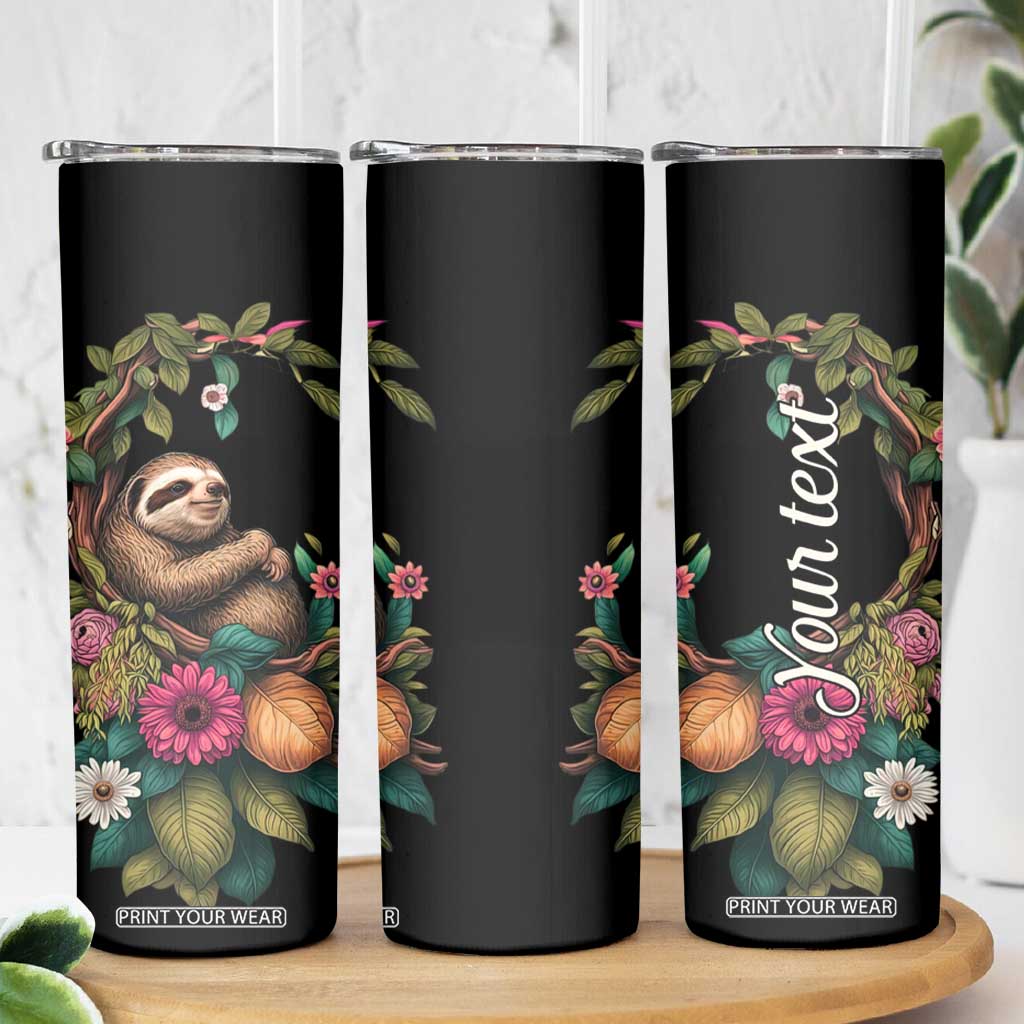 Personalized Colorful Floral Sloth Skinny Tumbler with Artistic Design TS04 Print Your Wear
