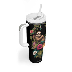 Personalized Colorful Floral Sloth Tumbler With Handle with Artistic Design TS04 Print Your Wear