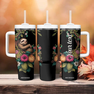 Personalized Colorful Floral Sloth Tumbler With Handle with Artistic Design TS04 Print Your Wear