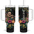 Personalized Colorful Floral Sloth Tumbler With Handle with Artistic Design TS04 One Size: 40 oz Black Print Your Wear