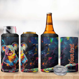 Personalized Colorful Koala 4 in 1 Can Cooler Tumbler with Vibrant Artistic Theme TS04 Print Your Wear
