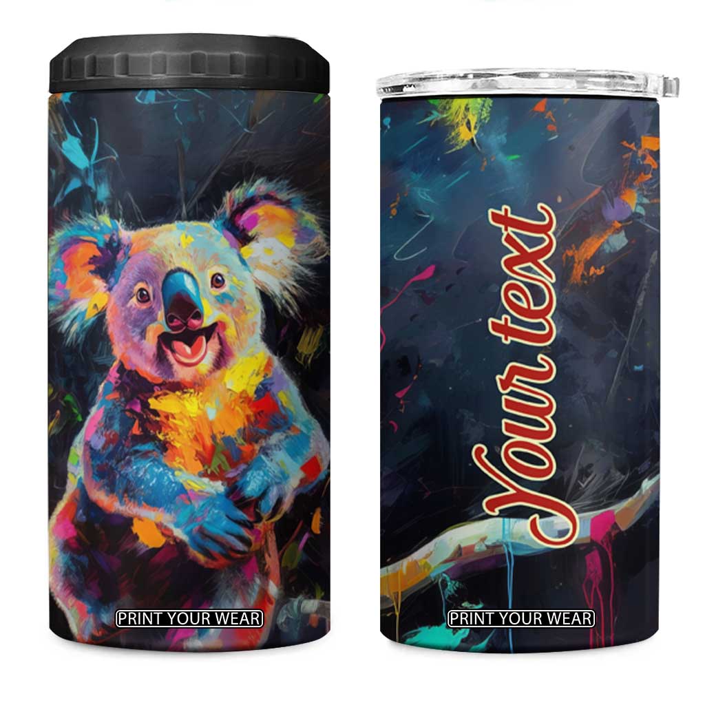 Personalized Colorful Koala 4 in 1 Can Cooler Tumbler with Vibrant Artistic Theme TS04 One Size: 16 oz Multicolor Print Your Wear