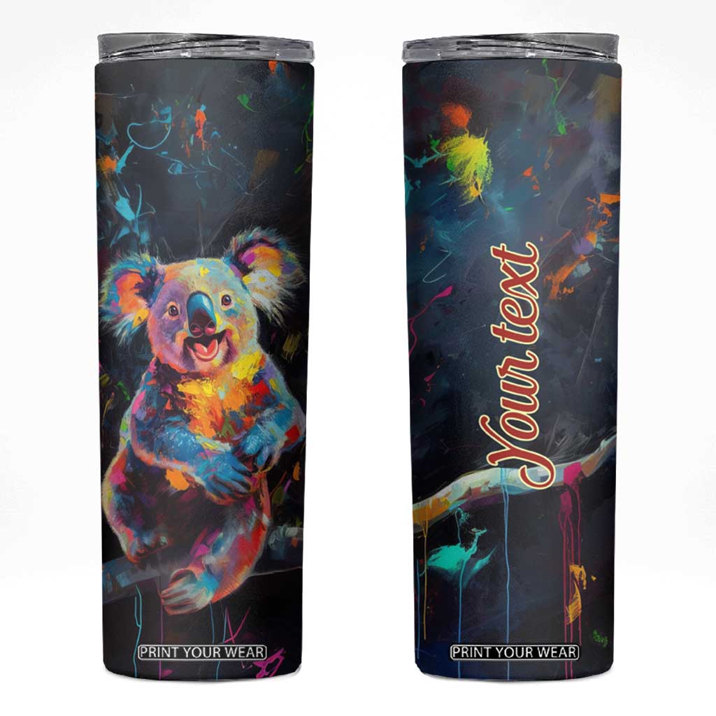 Personalized Colorful Koala Skinny Tumbler with Vibrant Artistic Theme TS04 Multicolor Print Your Wear