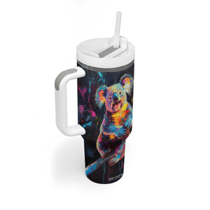 Personalized Colorful Koala Tumbler With Handle with Vibrant Artistic Theme TS04 Print Your Wear