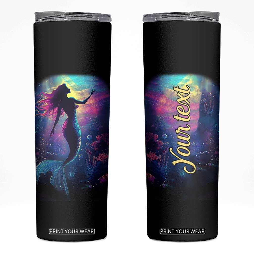 Personalized Colorful Mermaid Skinny Tumbler with Vibrant Art Style TS04 Multicolor Print Your Wear