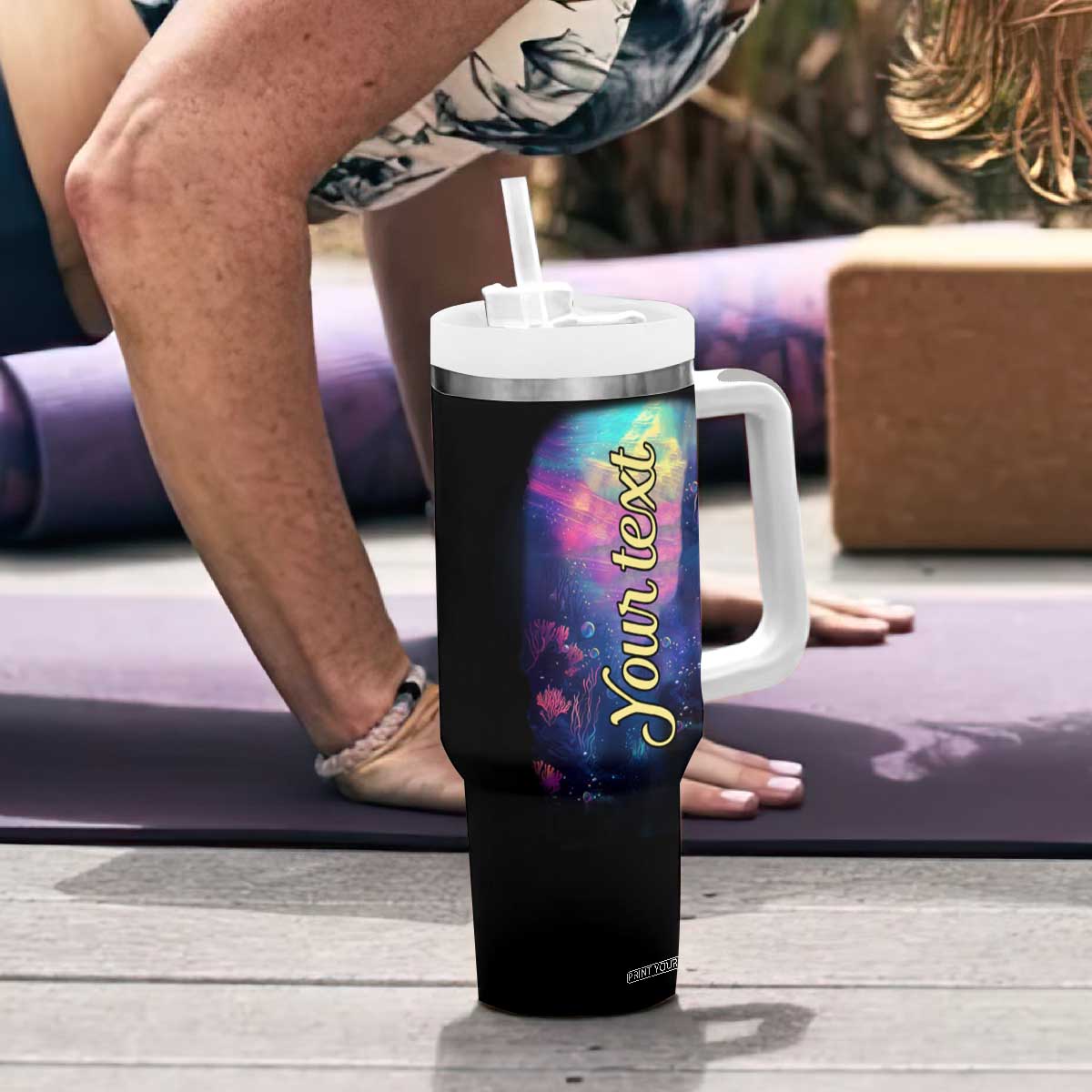 Personalized Colorful Mermaid Tumbler With Handle with Vibrant Art Style TS04 Print Your Wear