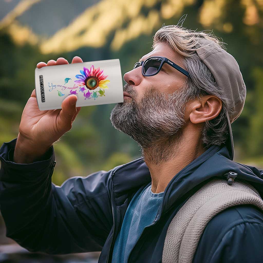 Personalized Colorful Turtle 4 in 1 Can Cooler Tumbler with You Are My Sunshine Theme TS04 Print Your Wear