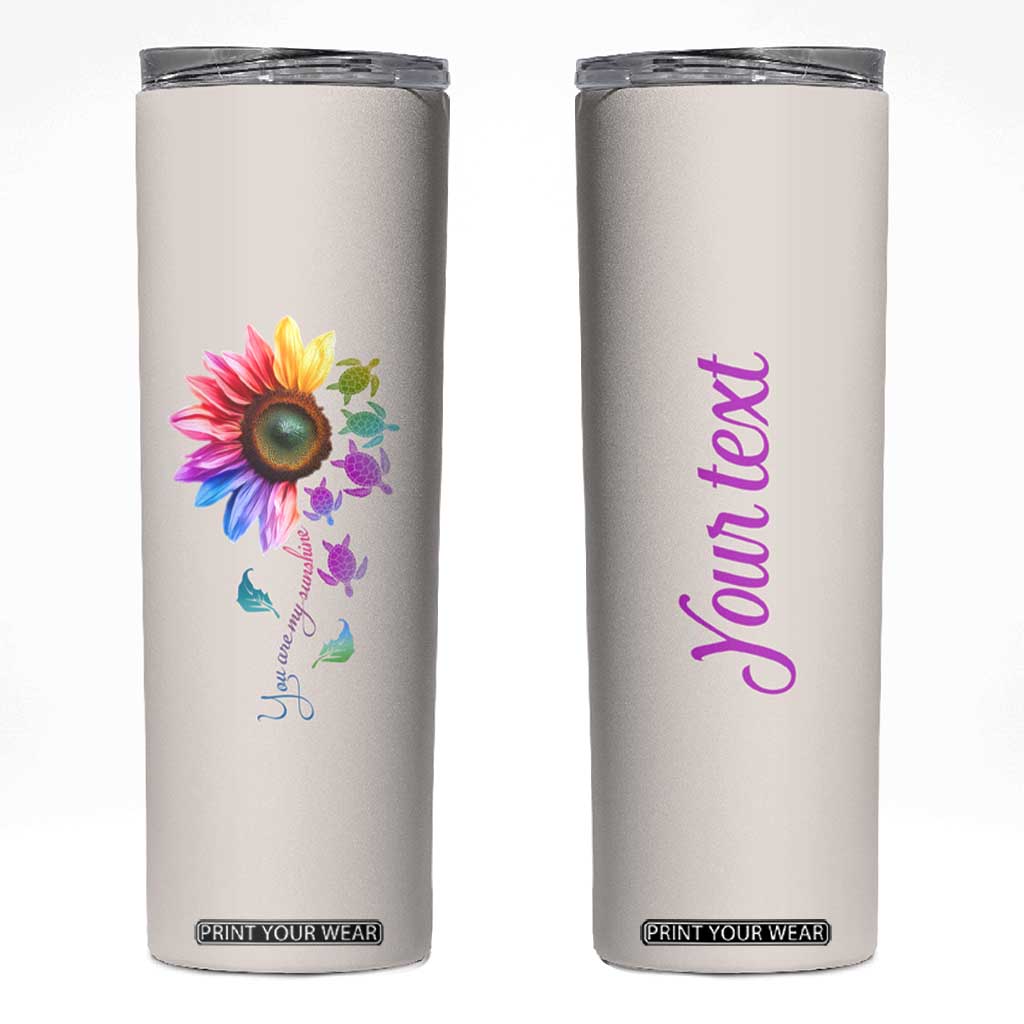 Personalized Colorful Turtle Skinny Tumbler with You Are My Sunshine Theme TS04 Multicolor Print Your Wear