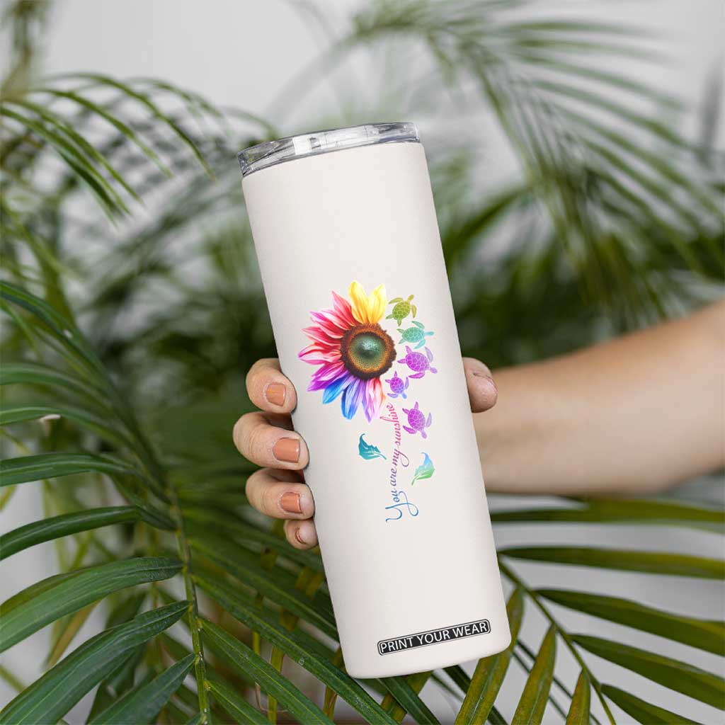 Personalized Colorful Turtle Skinny Tumbler with You Are My Sunshine Theme TS04 Print Your Wear