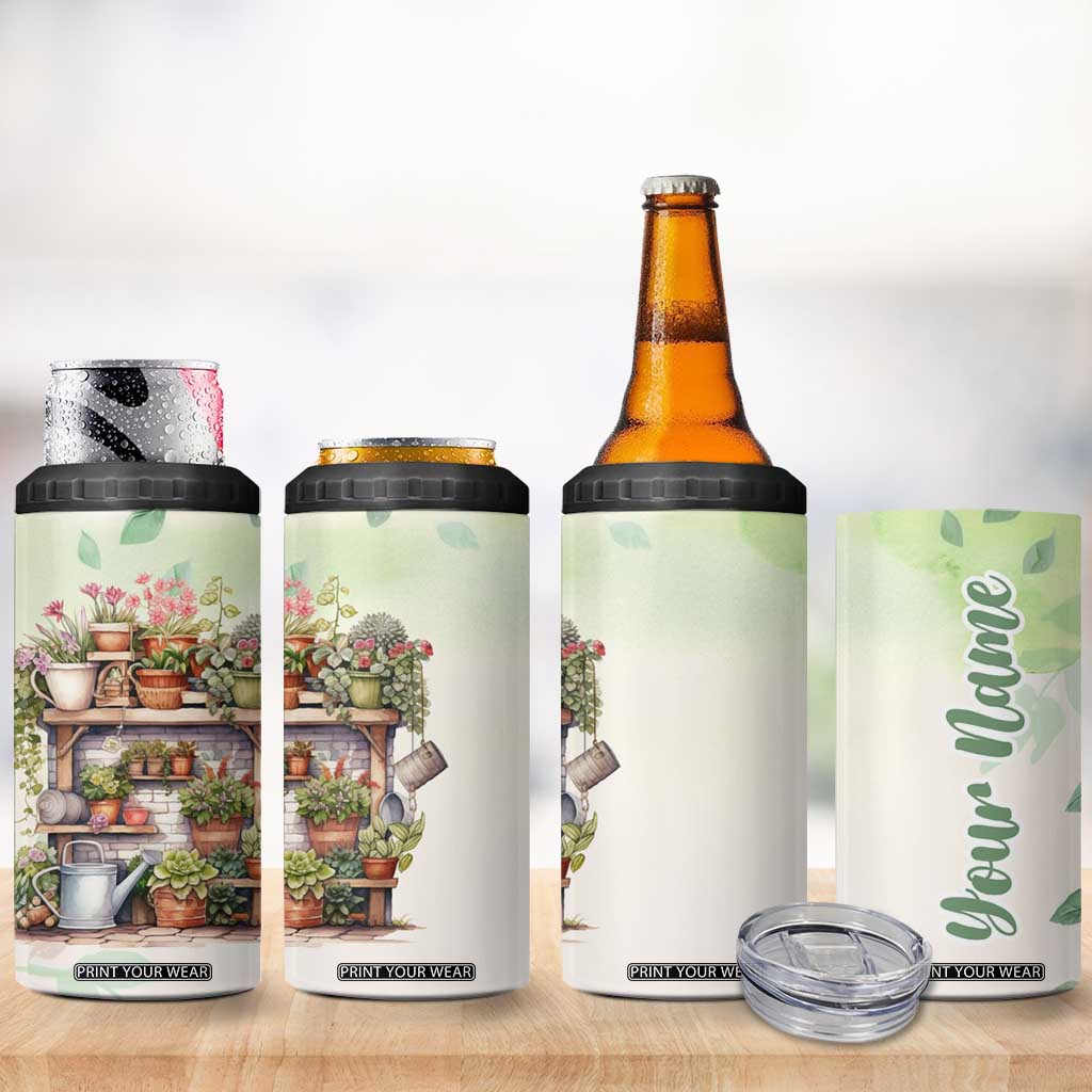 Personalized Cozy Gardening Corner 4 in 1 Can Cooler Tumbler with Plant Theme TS04 Print Your Wear