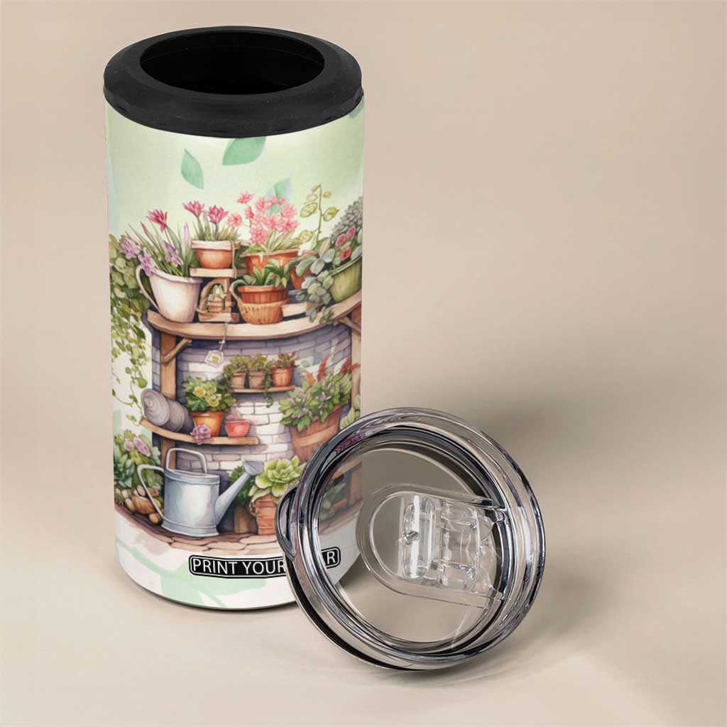 Personalized Cozy Gardening Corner 4 in 1 Can Cooler Tumbler with Plant Theme TS04 Print Your Wear