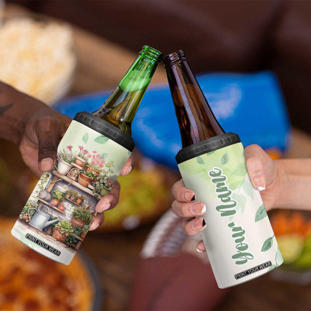 Personalized Cozy Gardening Corner 4 in 1 Can Cooler Tumbler with Plant Theme TS04 Print Your Wear