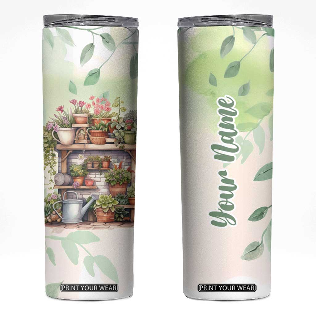 Personalized Cozy Gardening Corner Skinny Tumbler with Plant Theme TS04 Multicolor Print Your Wear