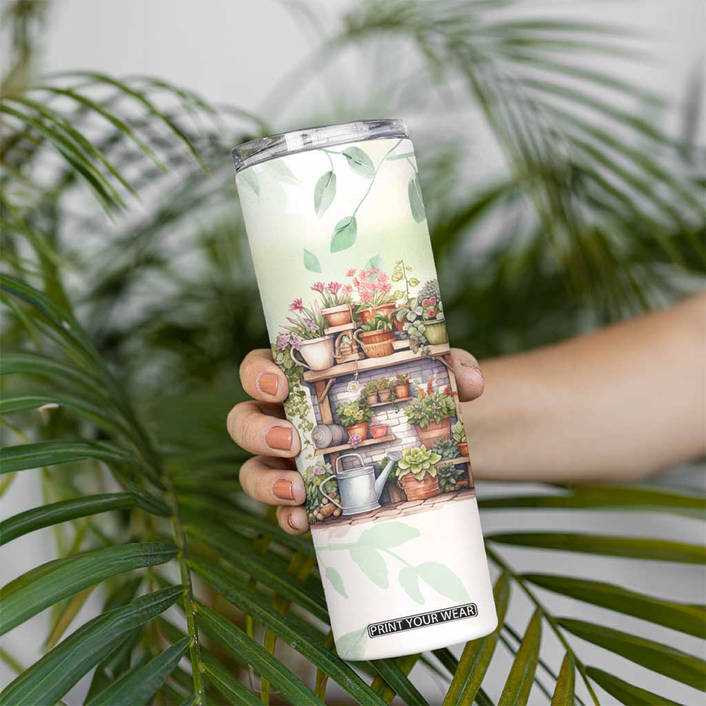 Personalized Cozy Gardening Corner Skinny Tumbler with Plant Theme TS04 Print Your Wear