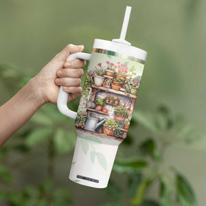 Personalized Cozy Gardening Corner Tumbler With Handle with Plant Theme TS04 Print Your Wear
