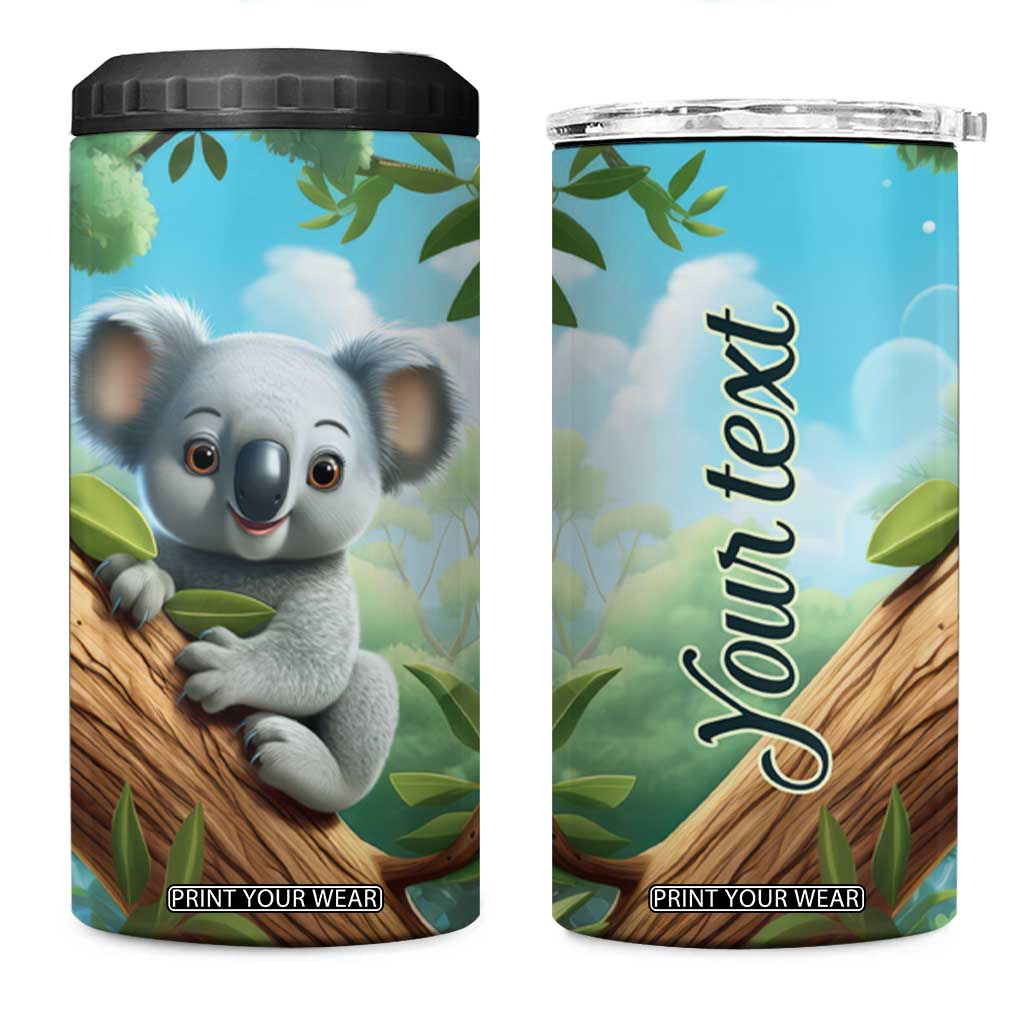 Personalized Cute Koala 4 in 1 Can Cooler Tumbler with Playful Animal Illustration TS04 One Size: 16 oz Multicolor Print Your Wear
