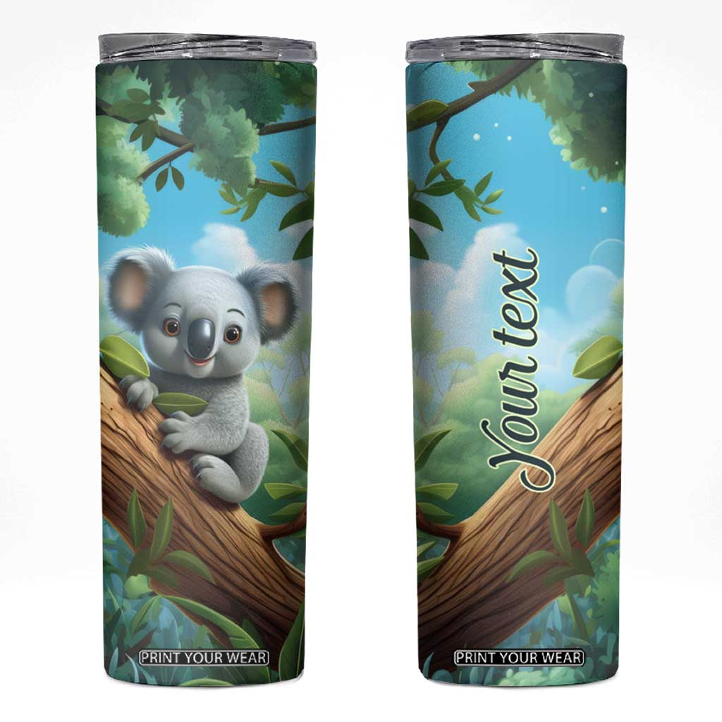 Personalized Cute Koala Skinny Tumbler with Playful Animal Illustration TS04 Multicolor Print Your Wear