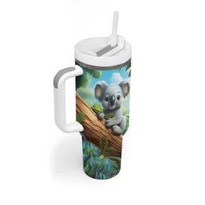 Personalized Cute Koala Tumbler With Handle with Playful Animal Illustration TS04 Print Your Wear