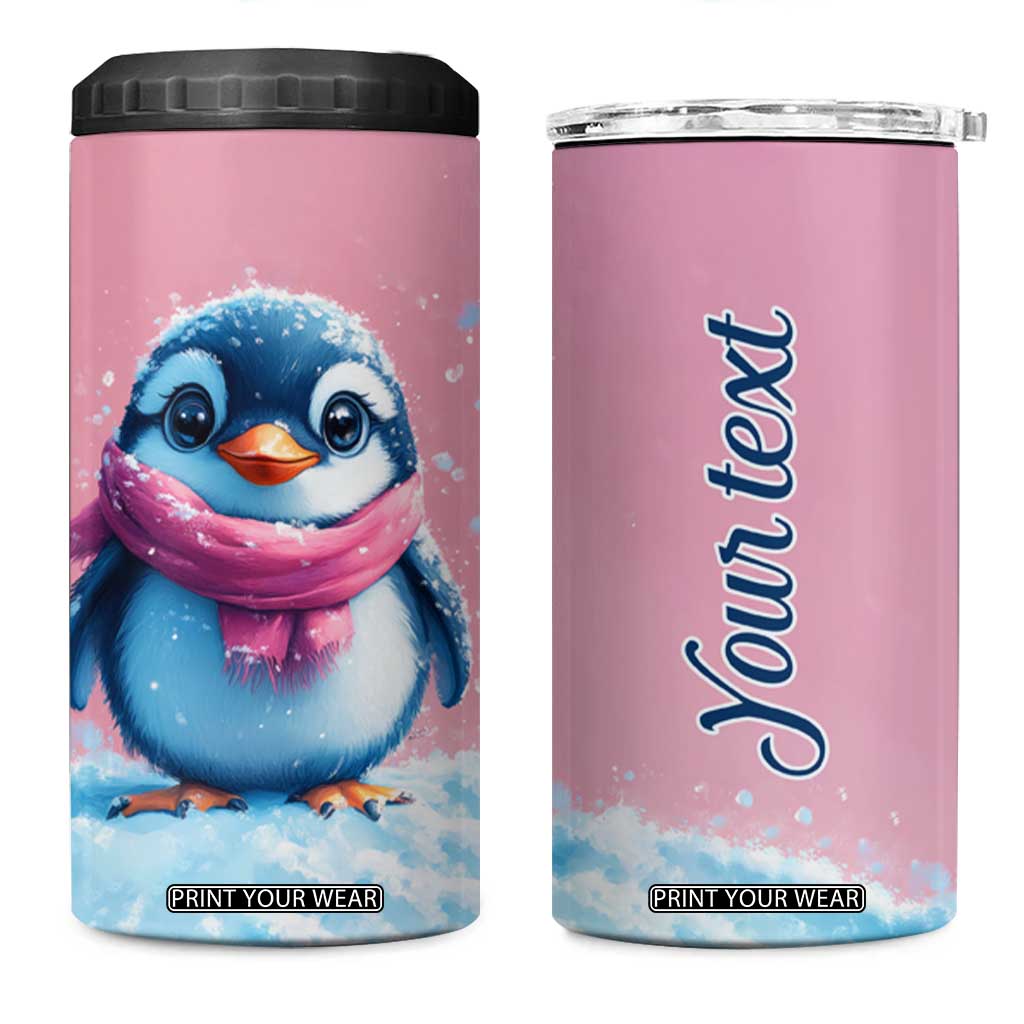 Personalized Cute Penguin 4 in 1 Can Cooler Tumbler in Snowy Winter Scene TS04 One Size: 16 oz Multicolor Print Your Wear