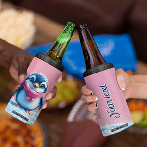 Personalized Cute Penguin 4 in 1 Can Cooler Tumbler in Snowy Winter Scene TS04 Print Your Wear