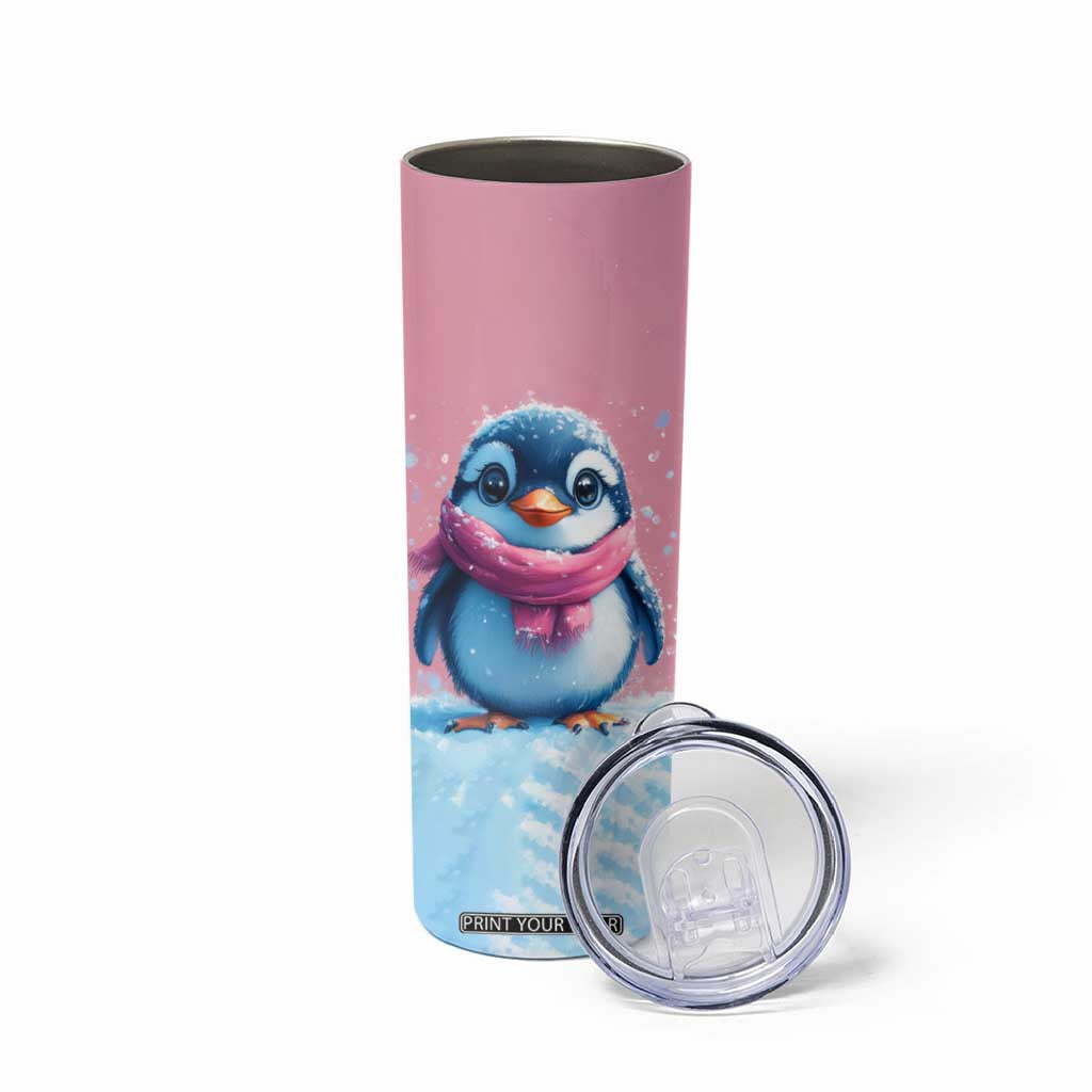 Personalized Cute Penguin Skinny Tumbler in Snowy Winter Scene TS04 Print Your Wear