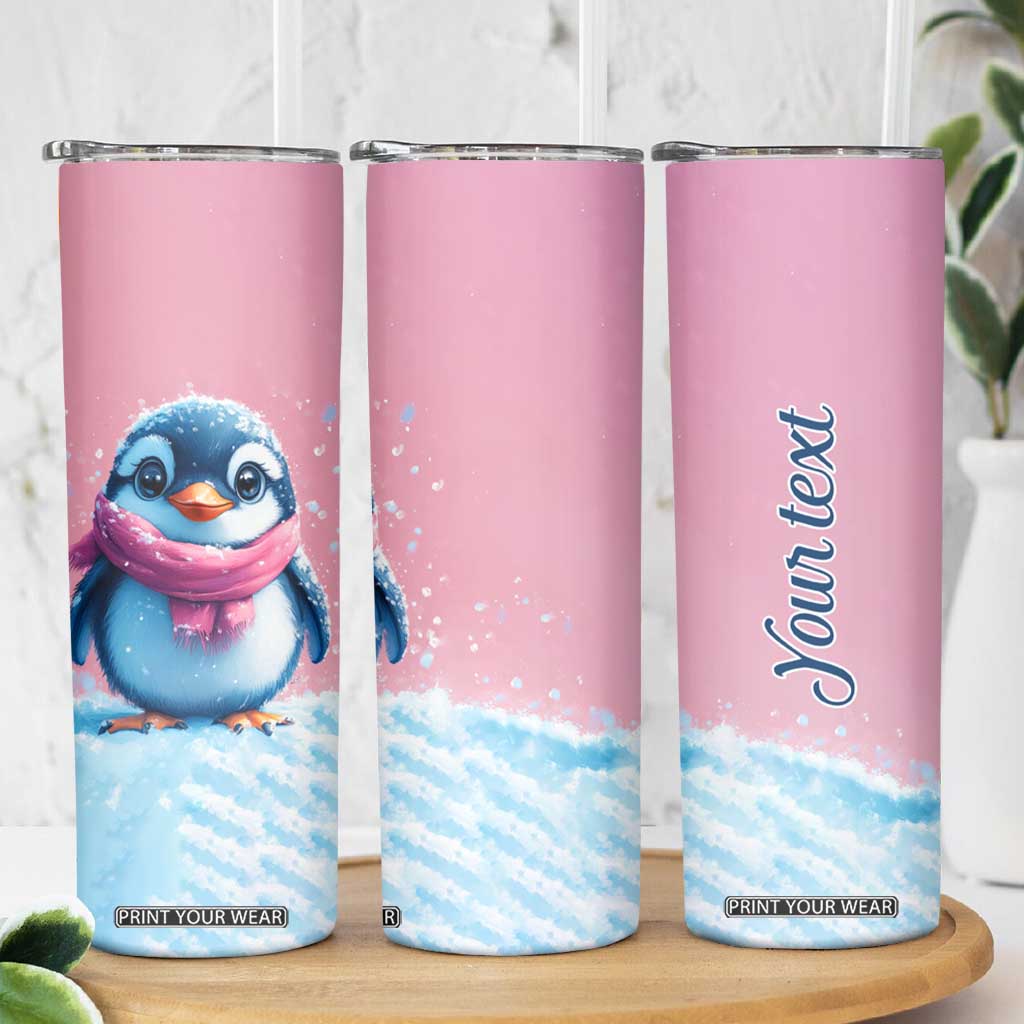 Personalized Cute Penguin Skinny Tumbler in Snowy Winter Scene TS04 Print Your Wear