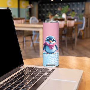 Personalized Cute Penguin Skinny Tumbler in Snowy Winter Scene TS04 Print Your Wear