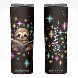 Personalized Cute Sloth Skinny Tumbler Reading Books Illustration TS04 Multicolor Print Your Wear