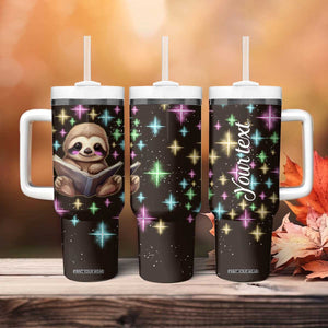 Personalized Cute Sloth Tumbler With Handle Reading Books Illustration TS04 Print Your Wear
