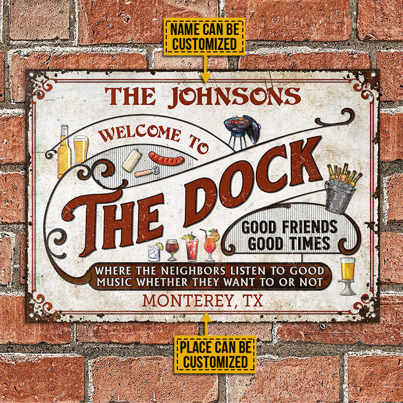 Personalized Metal Sign Dock Grilling Red Listen To The Good Music CTM One Size 24x18 inch (60.96x45.72 cm) Custom - Printyourwear