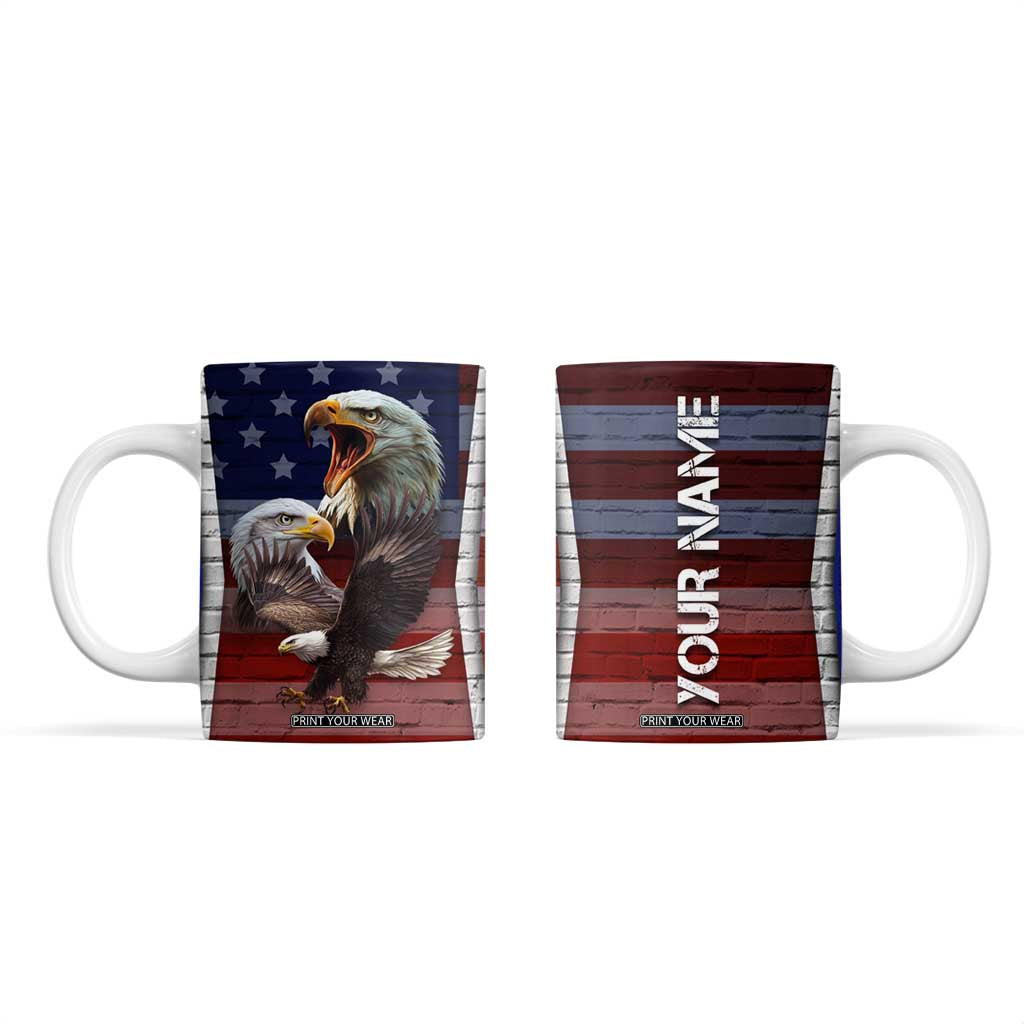 Personalized Eagle American Flag Coffee Mug Custom Name Patriotic Gifts For Men TB09 American Flag Print Your Wear