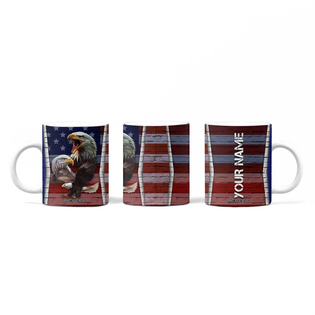 Personalized Eagle American Flag Coffee Mug Custom Name Patriotic Gifts For Men TB09 Print Your Wear