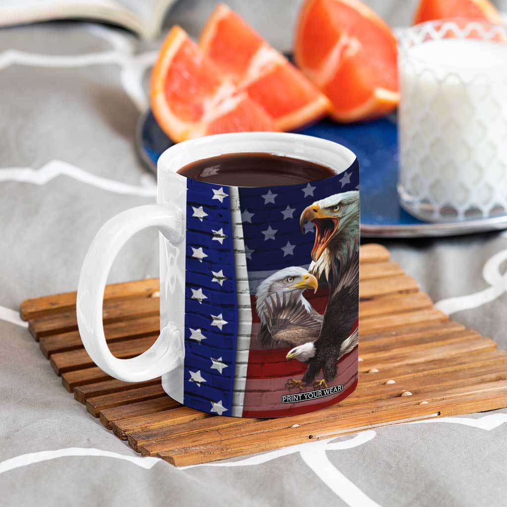 Personalized Eagle American Flag Coffee Mug Custom Name Patriotic Gifts For Men TB09 Print Your Wear