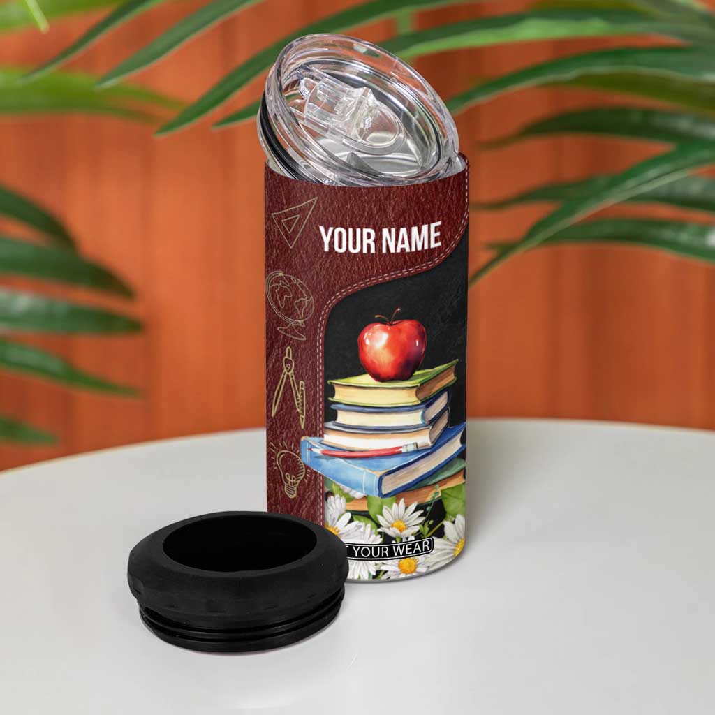 Personalized Eat Sleep Teach 4 in 1 Can Cooler Tumbler Repeat Teacher Quote Design TS04 Print Your Wear