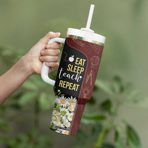Personalized Eat Sleep Teach Tumbler With Handle Repeat Teacher Quote Design TS04 Print Your Wear