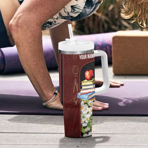 Personalized Eat Sleep Teach Tumbler With Handle Repeat Teacher Quote Design TS04 Print Your Wear