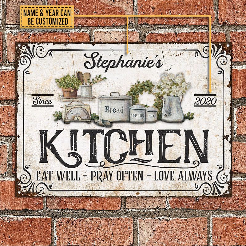 Personalized Metal Sign Farmhouse Kitchen Love Always CTM One Size 24x18 inch (60.96x45.72 cm) Custom - Printyourwear