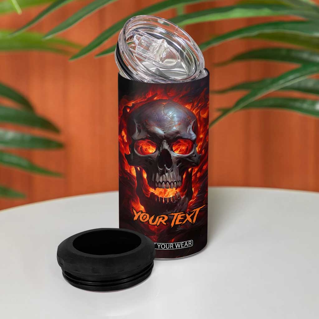 Personalized Fire Skull 4 in 1 Can Cooler Tumbler with Be Badass Everyday Quote TS04 Print Your Wear