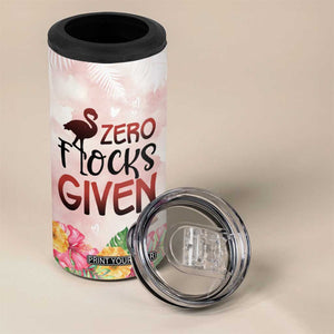 Personalized Flamingo 4 in 1 Can Cooler Tumbler with Zero Flocks Given Bold Theme TS04 Print Your Wear