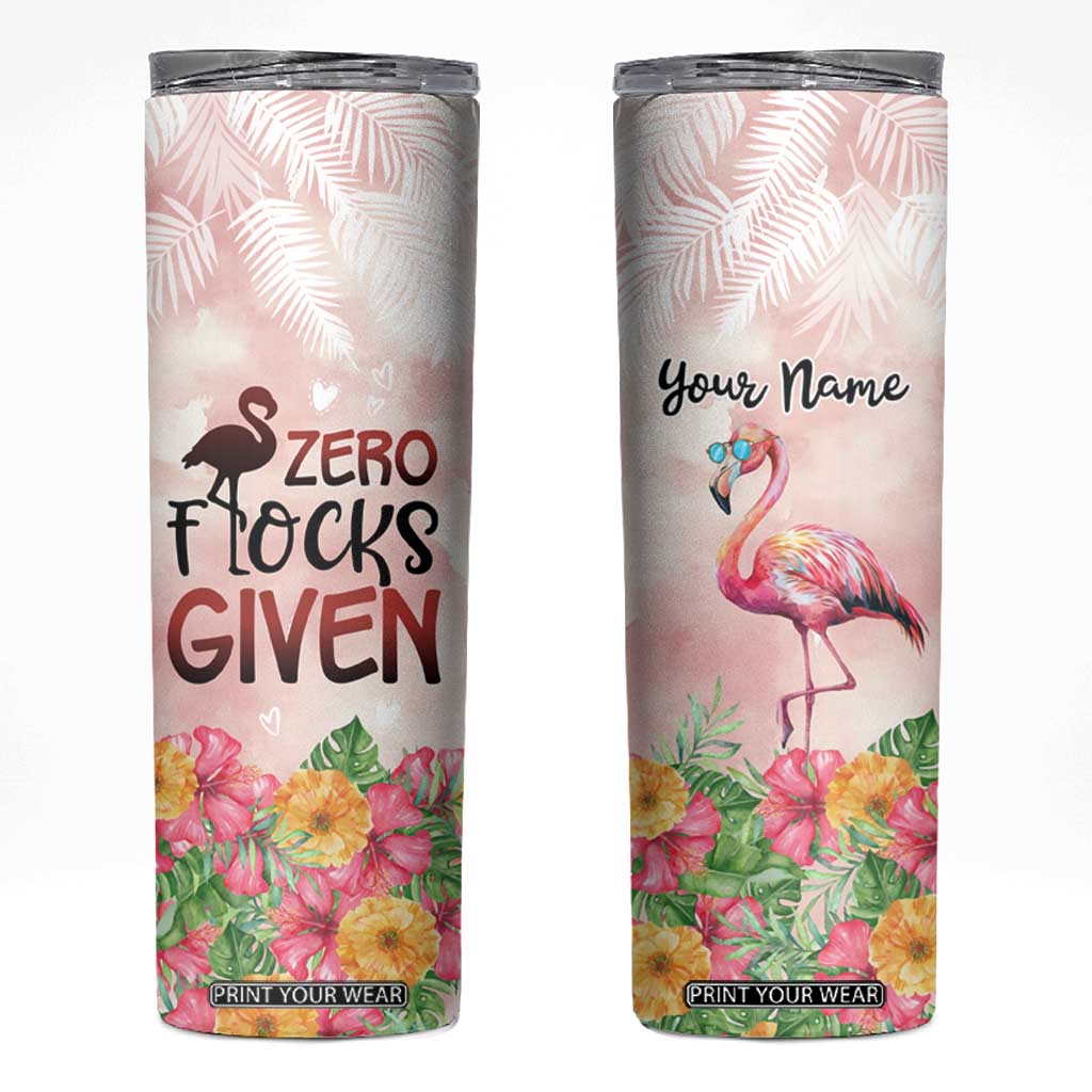 Personalized Flamingo Skinny Tumbler with Zero Flocks Given Bold Theme TS04 Multicolor Print Your Wear