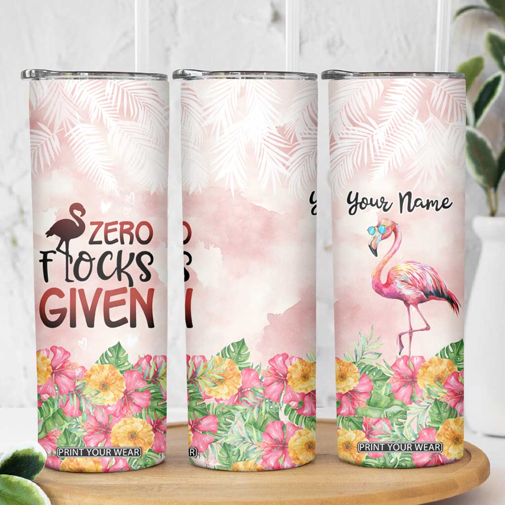 Personalized Flamingo Skinny Tumbler with Zero Flocks Given Bold Theme TS04 Print Your Wear