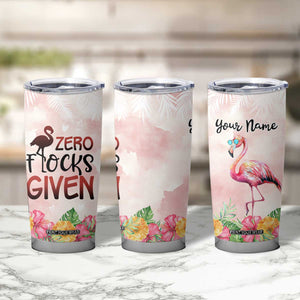 Personalized Flamingo Tumbler Cup with Zero Flocks Given Bold Theme TS04 Print Your Wear