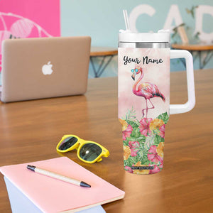Personalized Flamingo Tumbler With Handle with Zero Flocks Given Bold Theme TS04 Print Your Wear