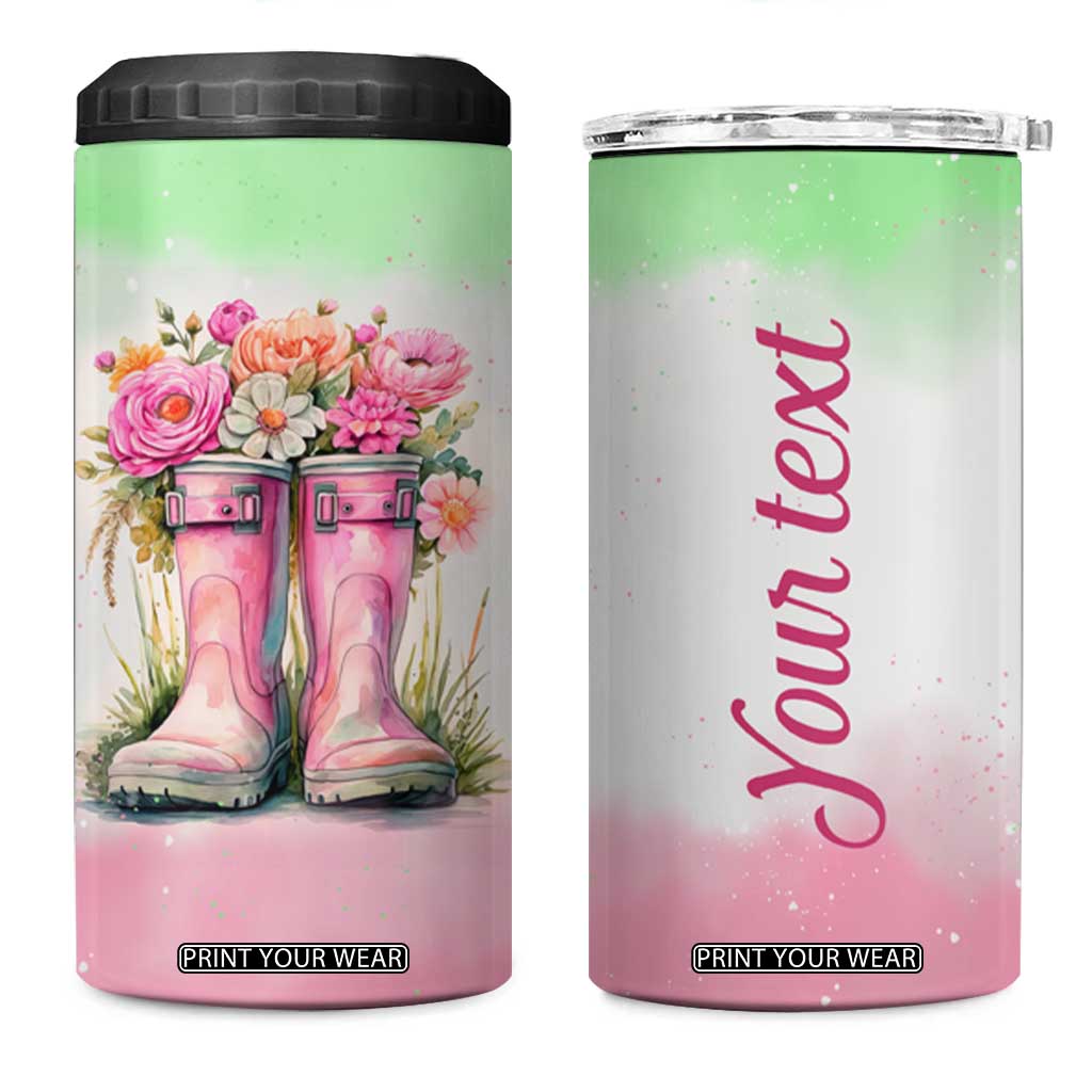 Personalized Floral Gardening Boots 4 in 1 Can Cooler Tumbler with Rustic Style TS04 One Size: 16 oz Multicolor Print Your Wear