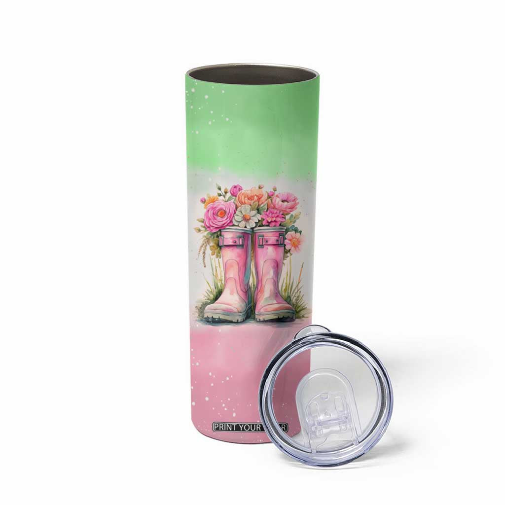 Personalized Floral Gardening Boots Skinny Tumbler with Rustic Style TS04 Print Your Wear