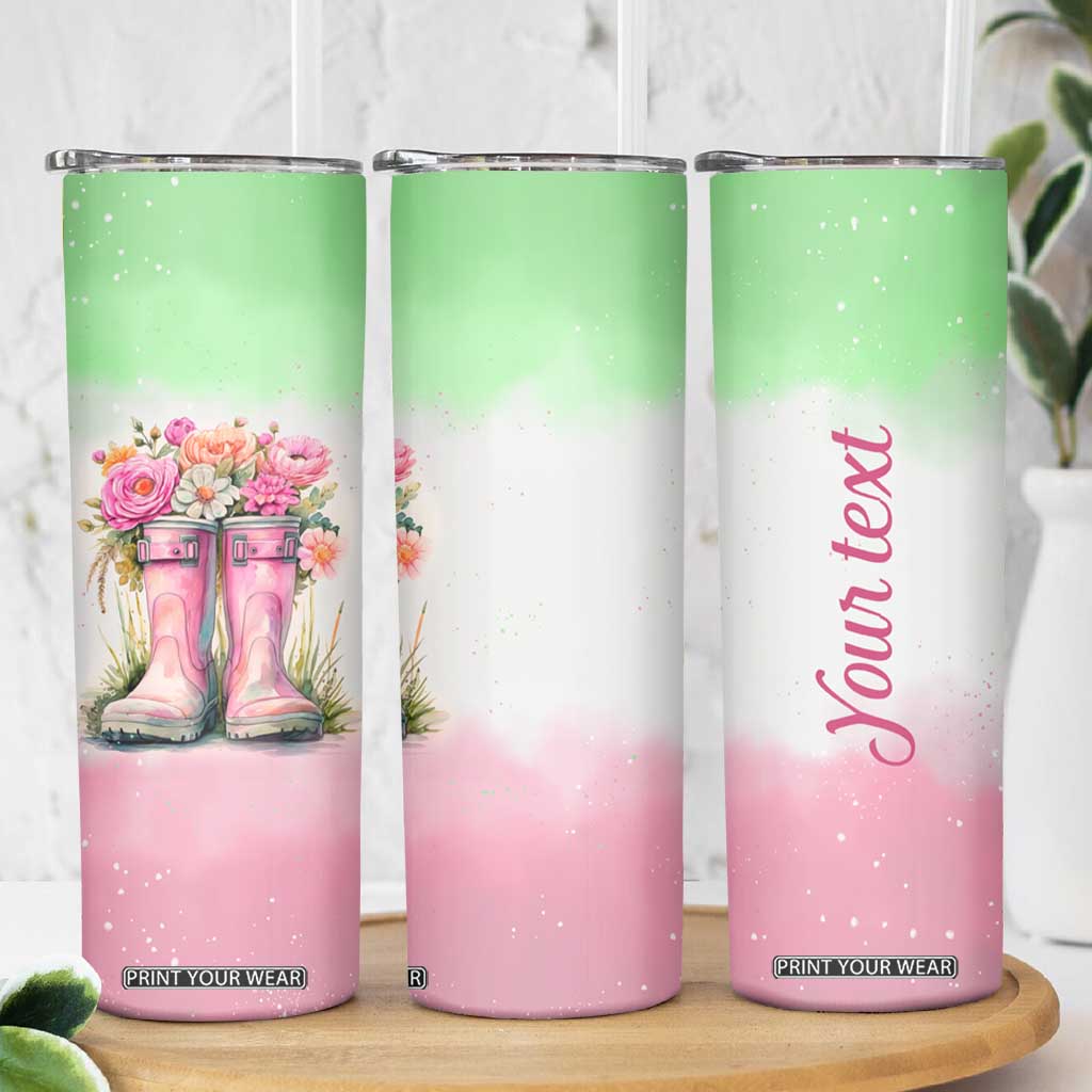 Personalized Floral Gardening Boots Skinny Tumbler with Rustic Style TS04 Print Your Wear