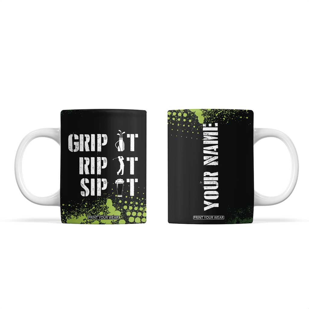 Personalized Funny Golf Player Coffee Mug Custom Name Grip It Rip It Sip It Beer Drinking TB09 Black Print Your Wear