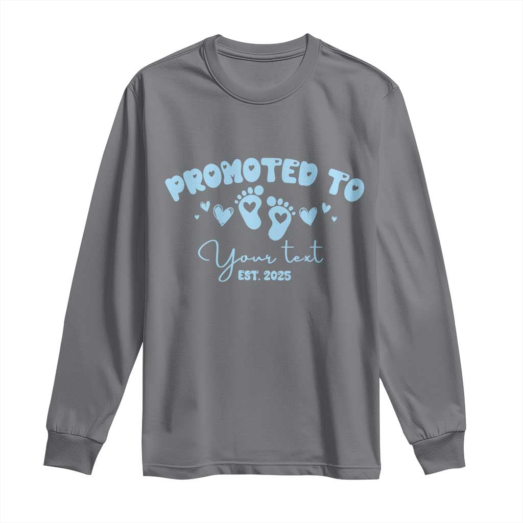 Personalized Gender Reveal Long Sleeve Shirt Custom Text Baby Boy Reveal Blue Family Matching TS10 Charcoal Print Your Wear